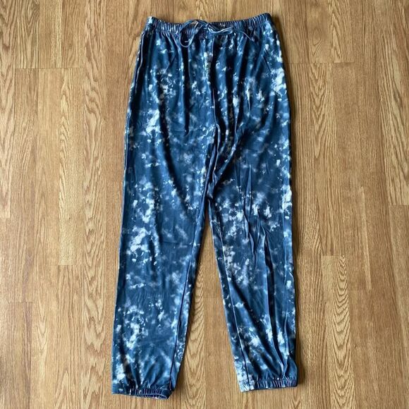 2 Piece Tie Dye Short Sleeve Long Pants Lounge Set Blue Gray Large - Picture 5 of 12